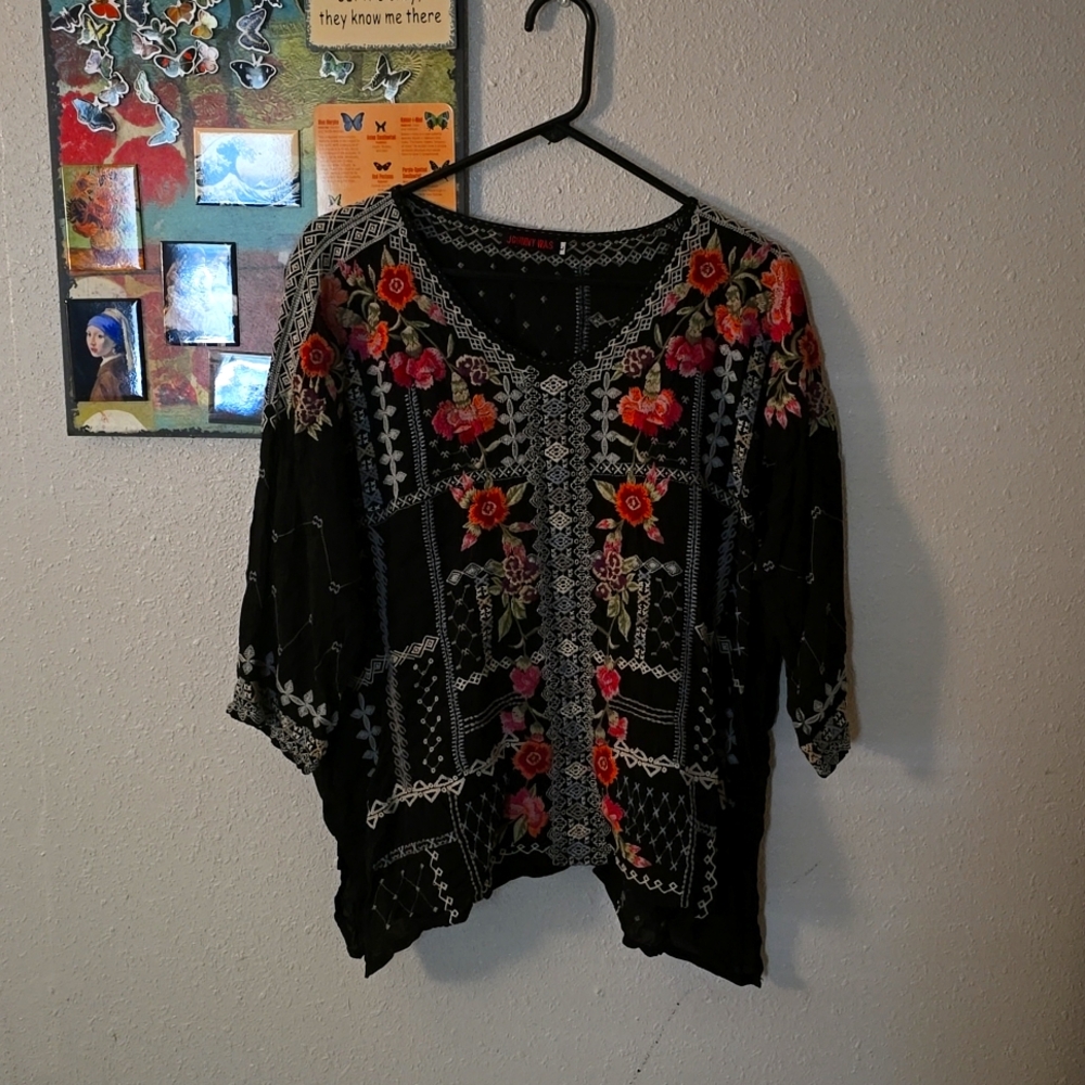 Black embroidery blouse